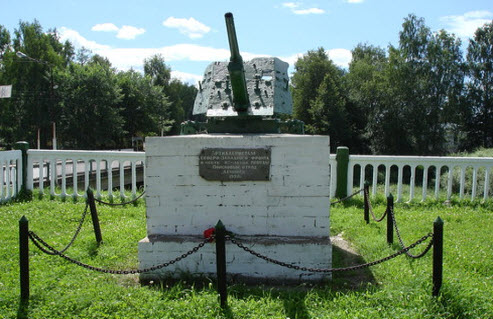 Пушка охраняет мост, Демянск, трасса Р50
