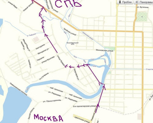 Схема объезда Вышнего Волочка, трасса М10