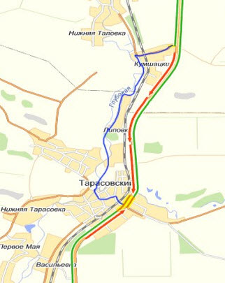 Объезд пробки на трассе Дон, Тарасовский