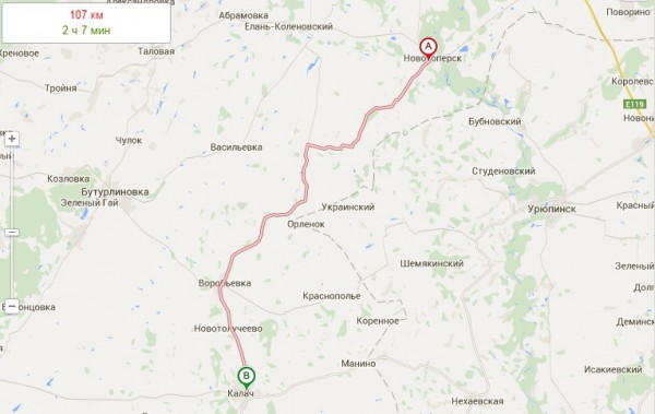 карта трассы калач новохоперск
