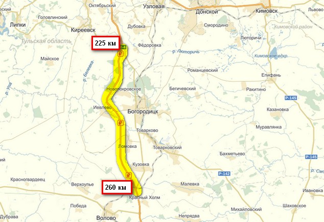 платная дорога м4 с 225 по 260 км объезд богородицка
