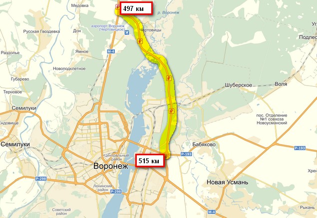 платный объезд воронежа 497 515 км