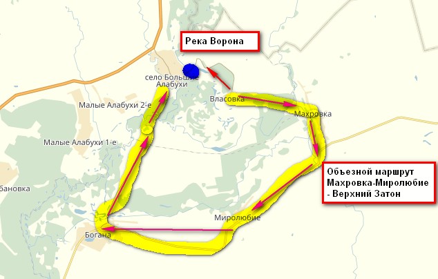 маршрут объезда затопленного моста на реке ворона