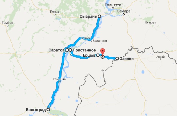карта трассы саратов - озинки